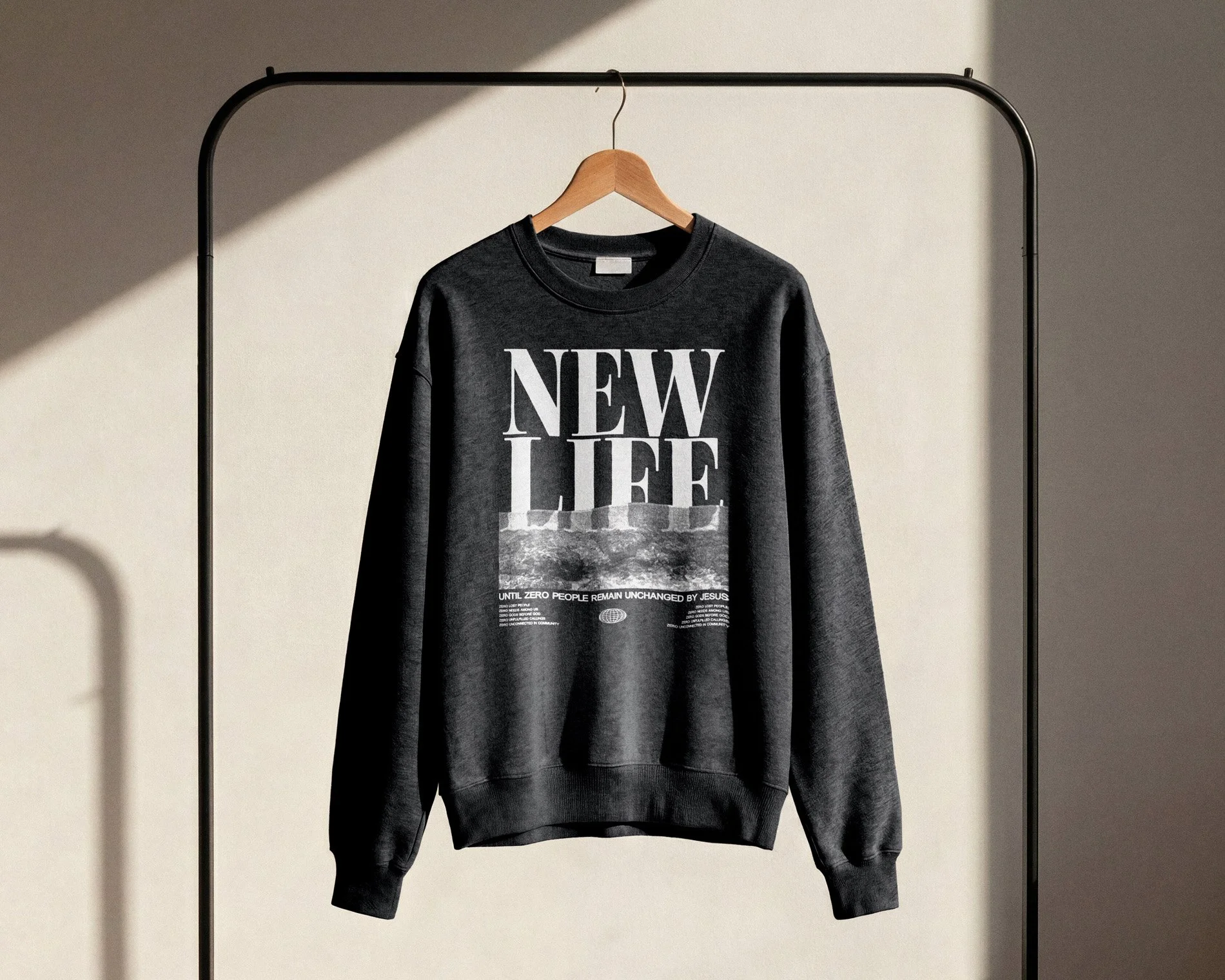 Black New Life Church graphic sweatshirt