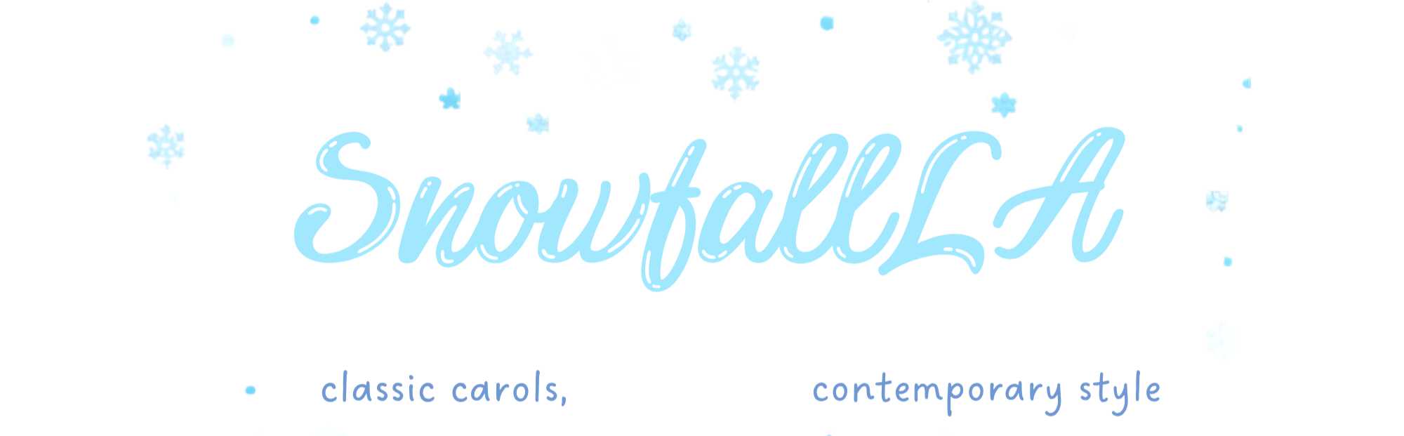 Snowflake, snowflakes, and icy text reading "Snowflake LA" with a snow theme