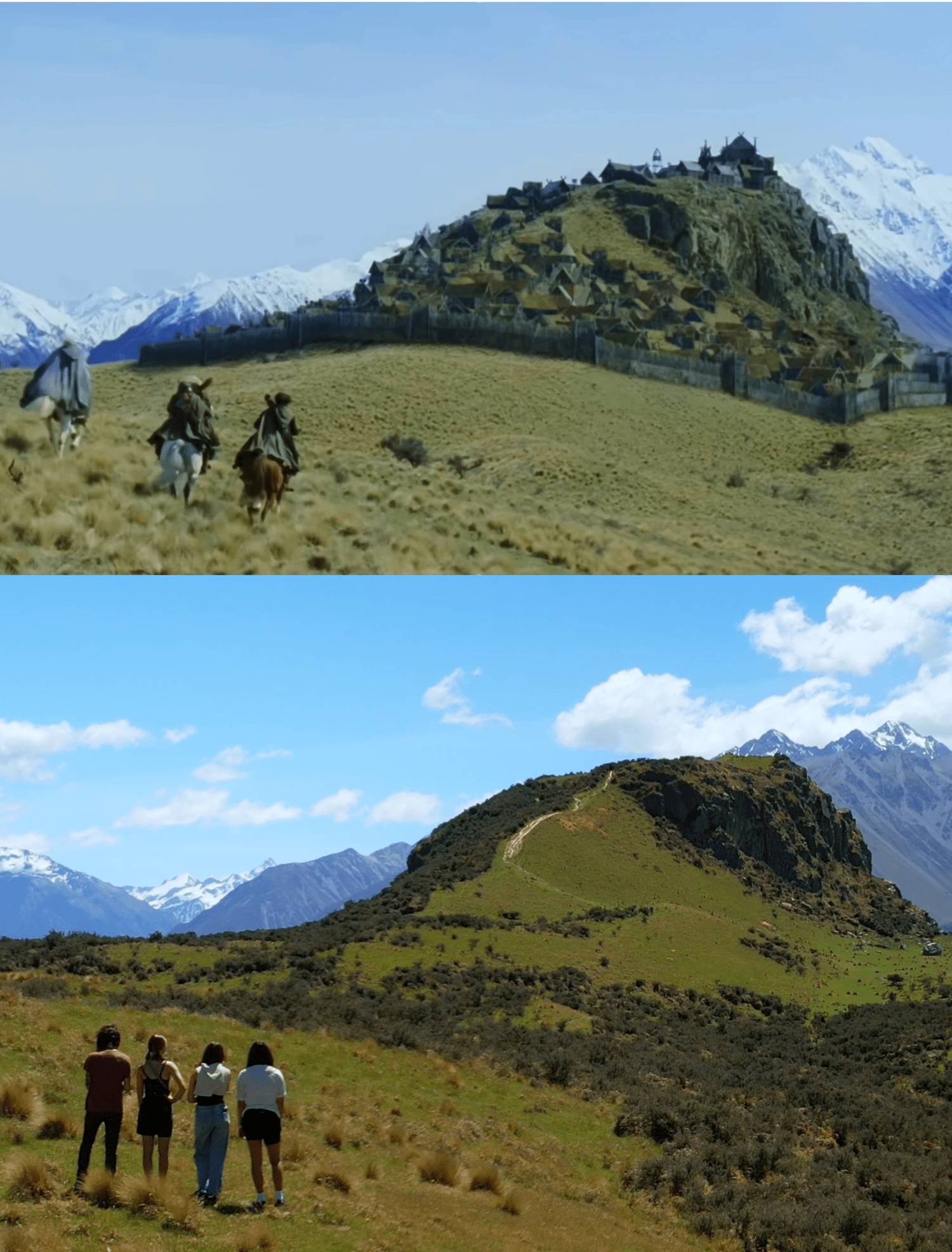 Mount Sunday landscape compared with the Edoras movie location