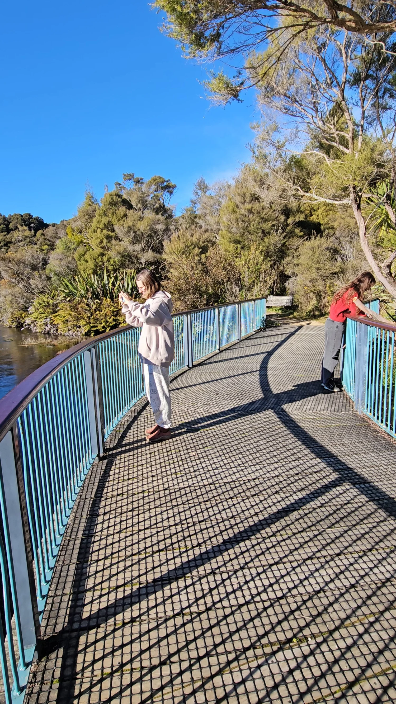 The Scenic Route family exploring the viewing boardwalk at Te Waikoropupū Springs