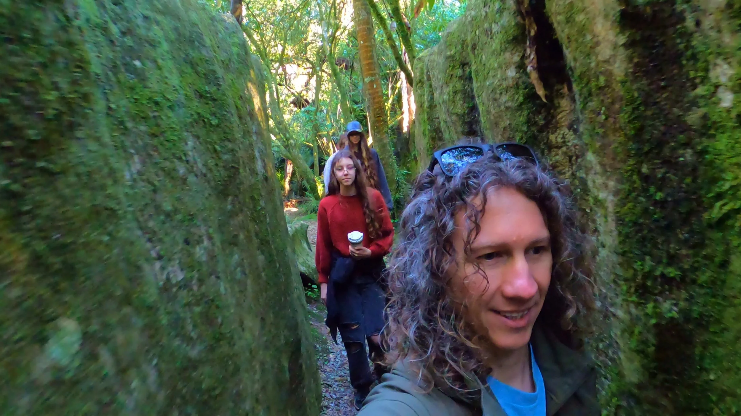 Narrow limestone passage leading toward The Grove lookout