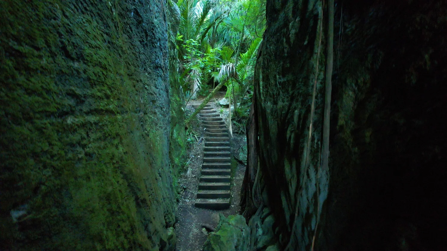 Rock corridor beside the lookout at The Grove Scenic Reserve