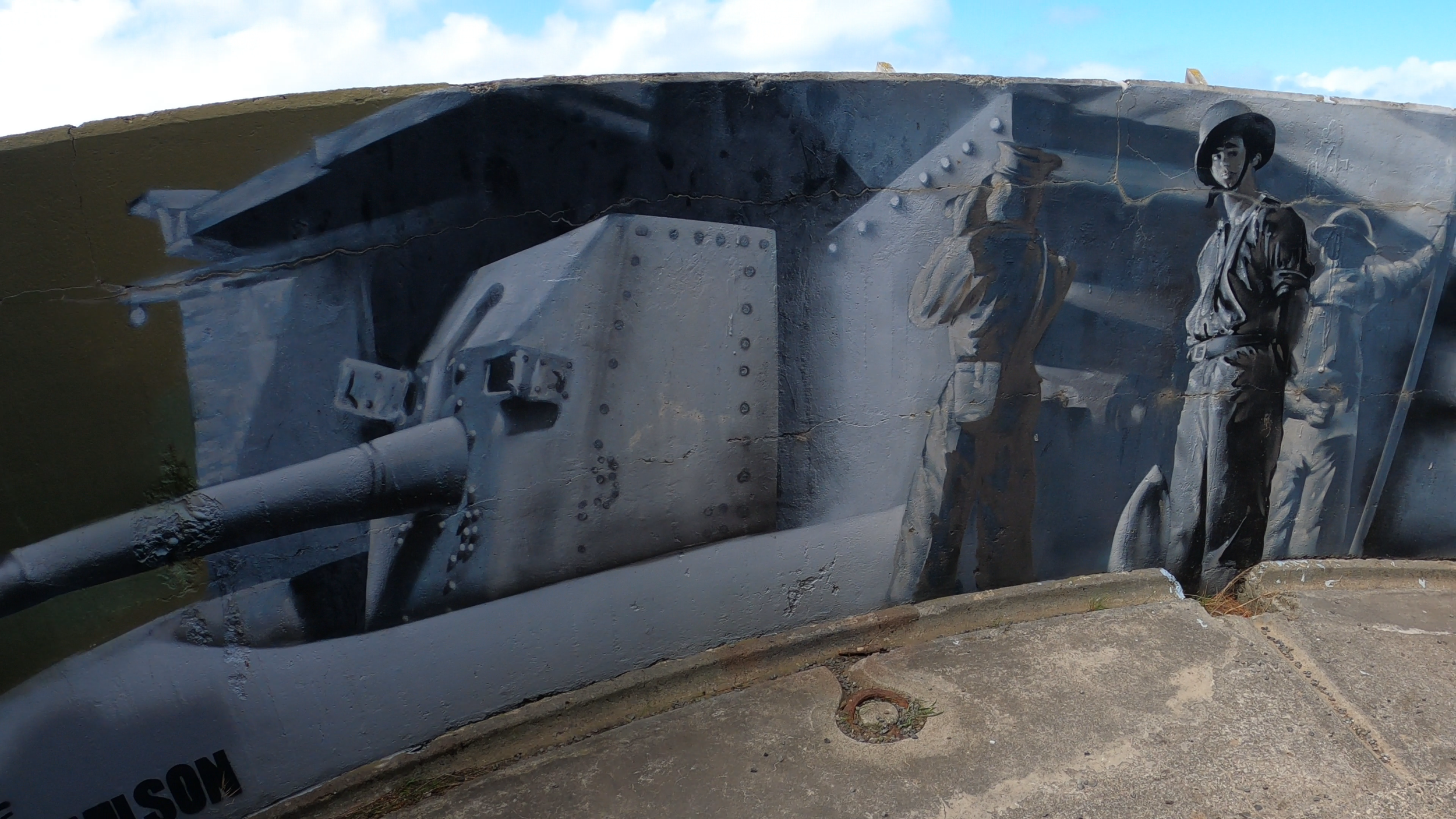 Godley Head gun emplacement and mural