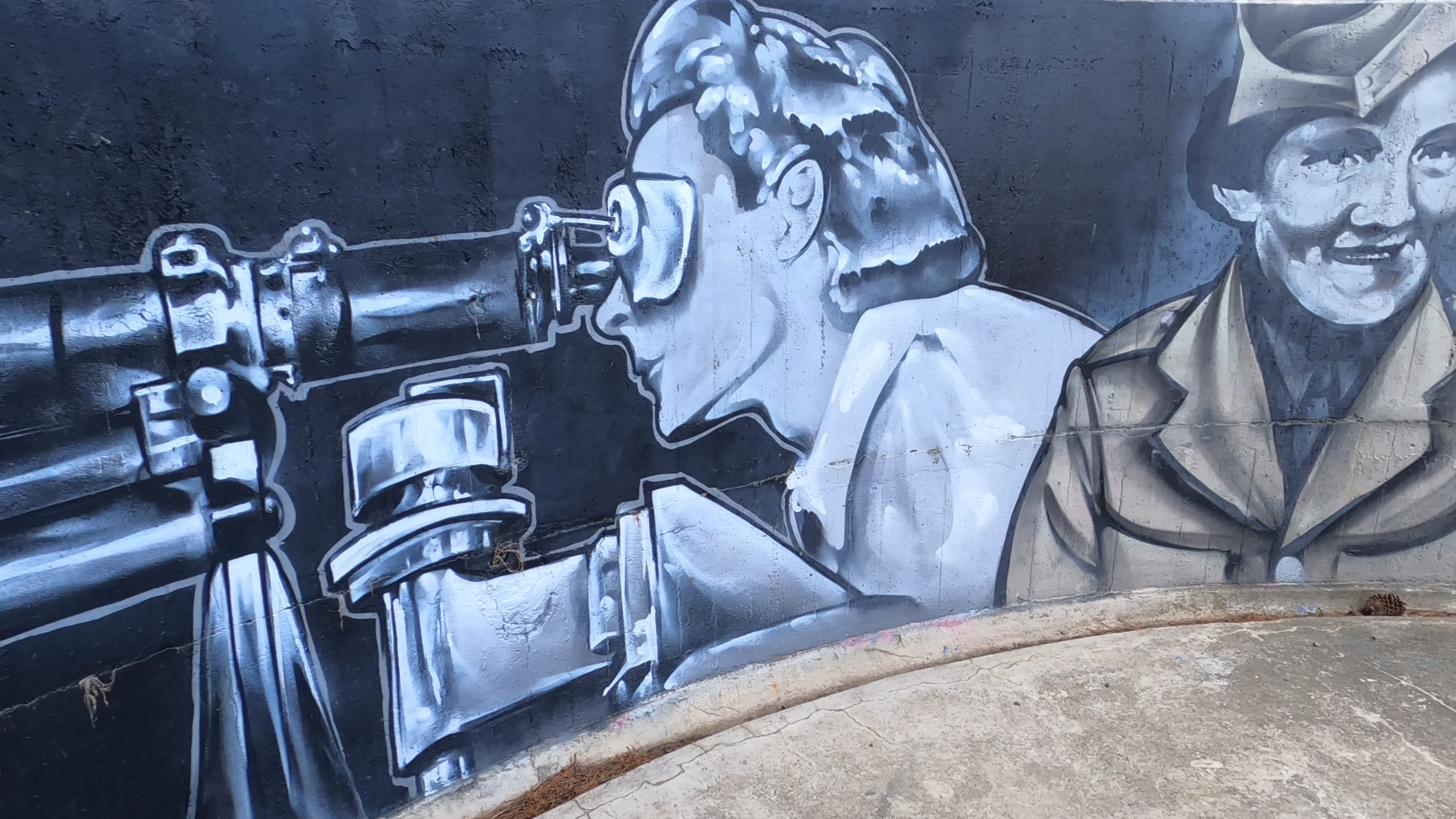 Wartime mural at Godley Head