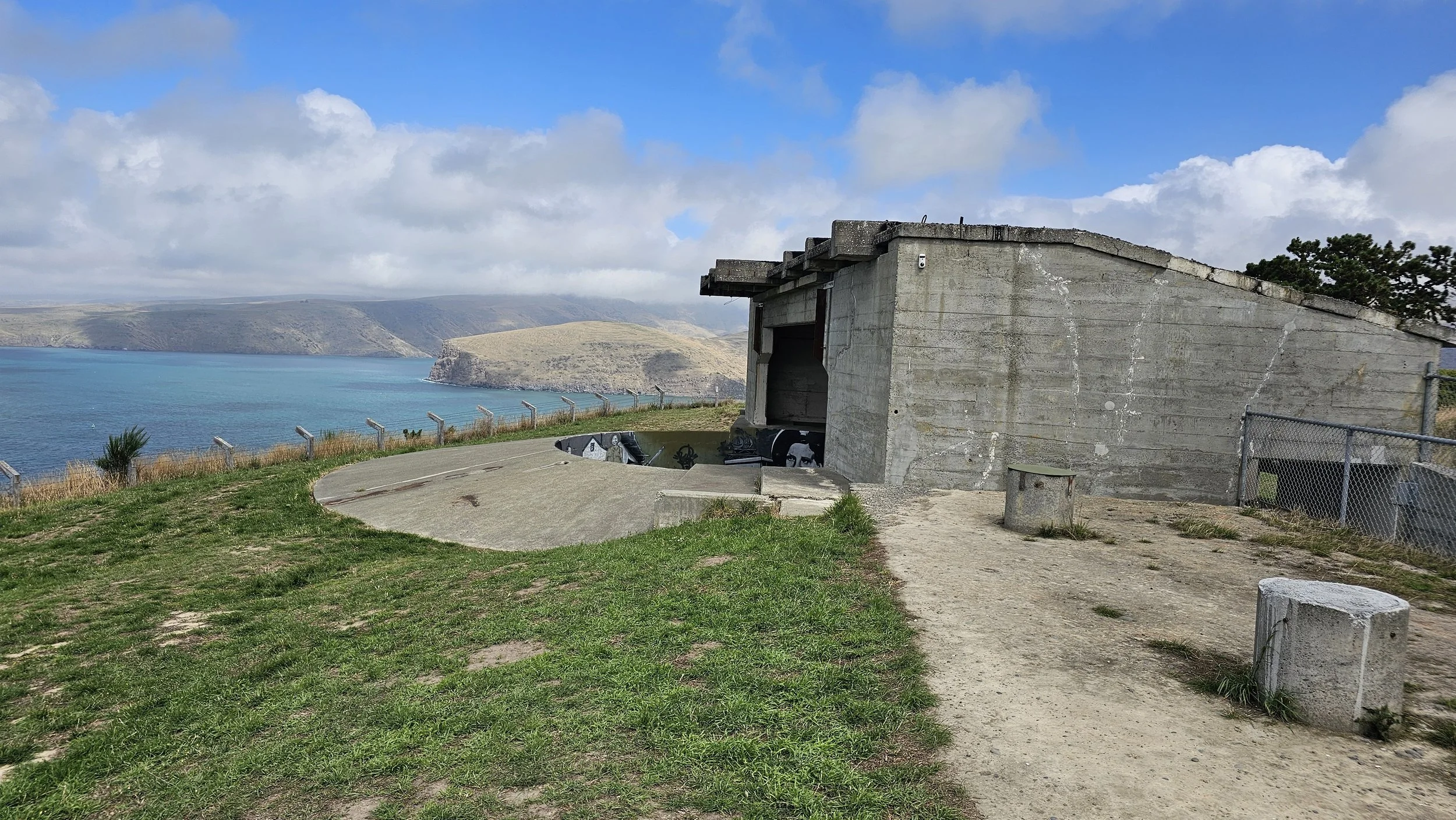Ocean view from above the Godley Head military structures