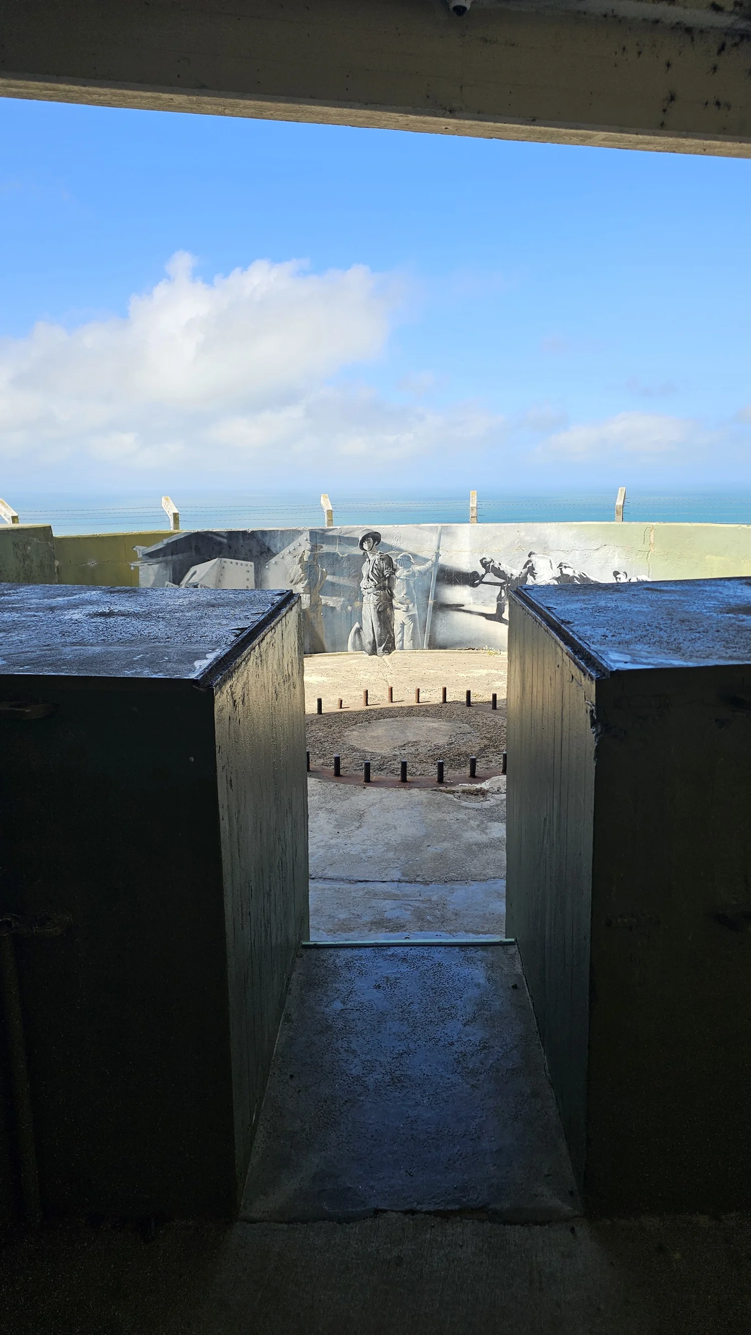 Painted wartime gun emplacement at Godley Head