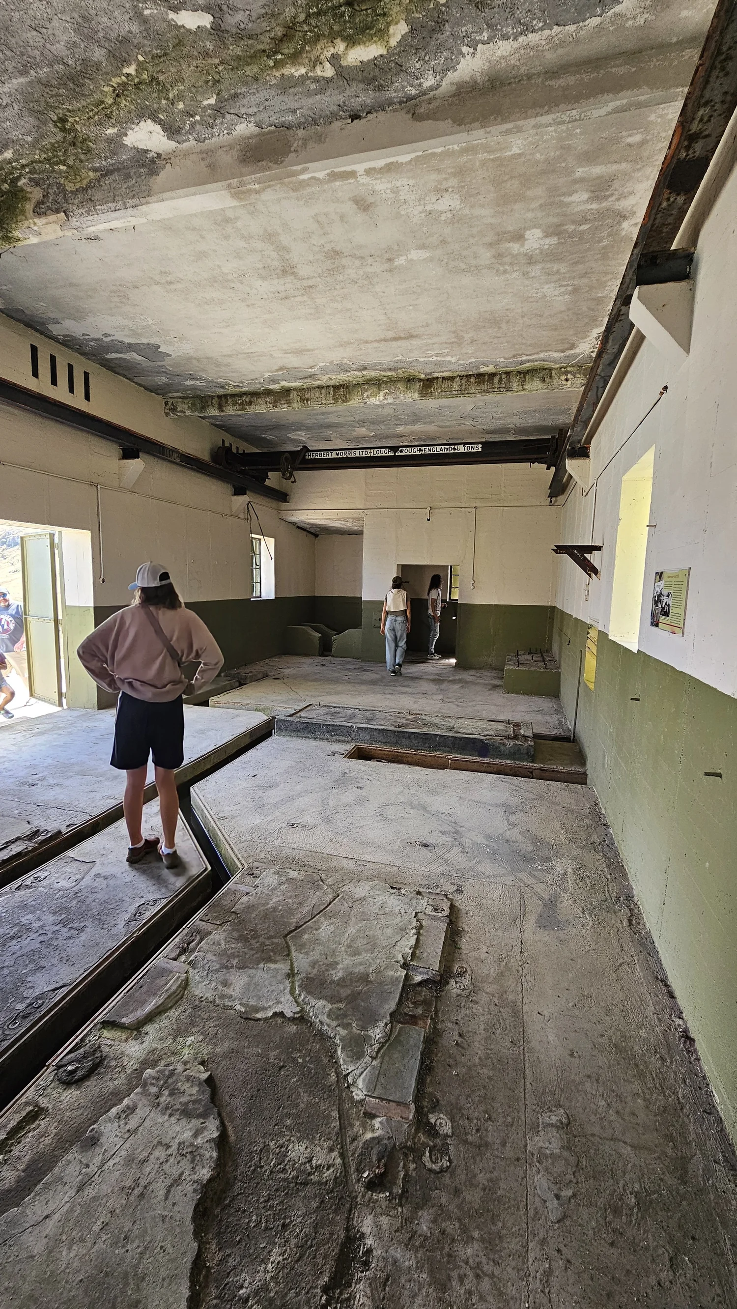 Exploring the old machine room at Godley Head