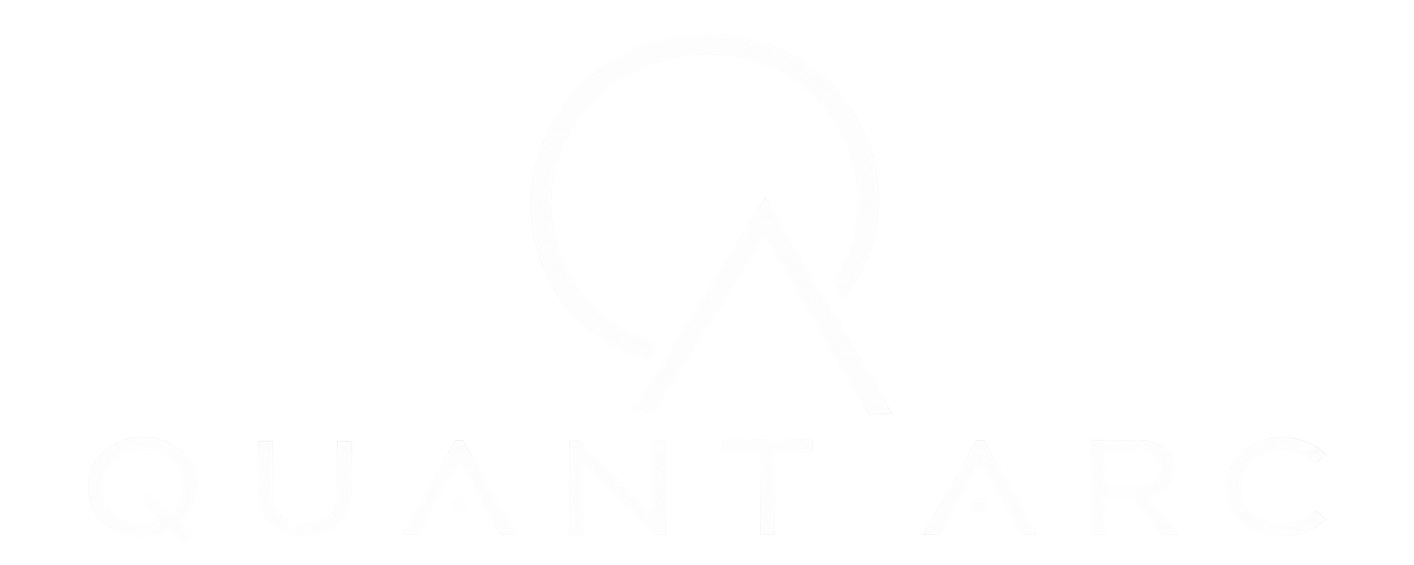 A black and white logo for Quant Arc featuring a stylized mountain with a circle above it and the words "QUANT ARC" below.