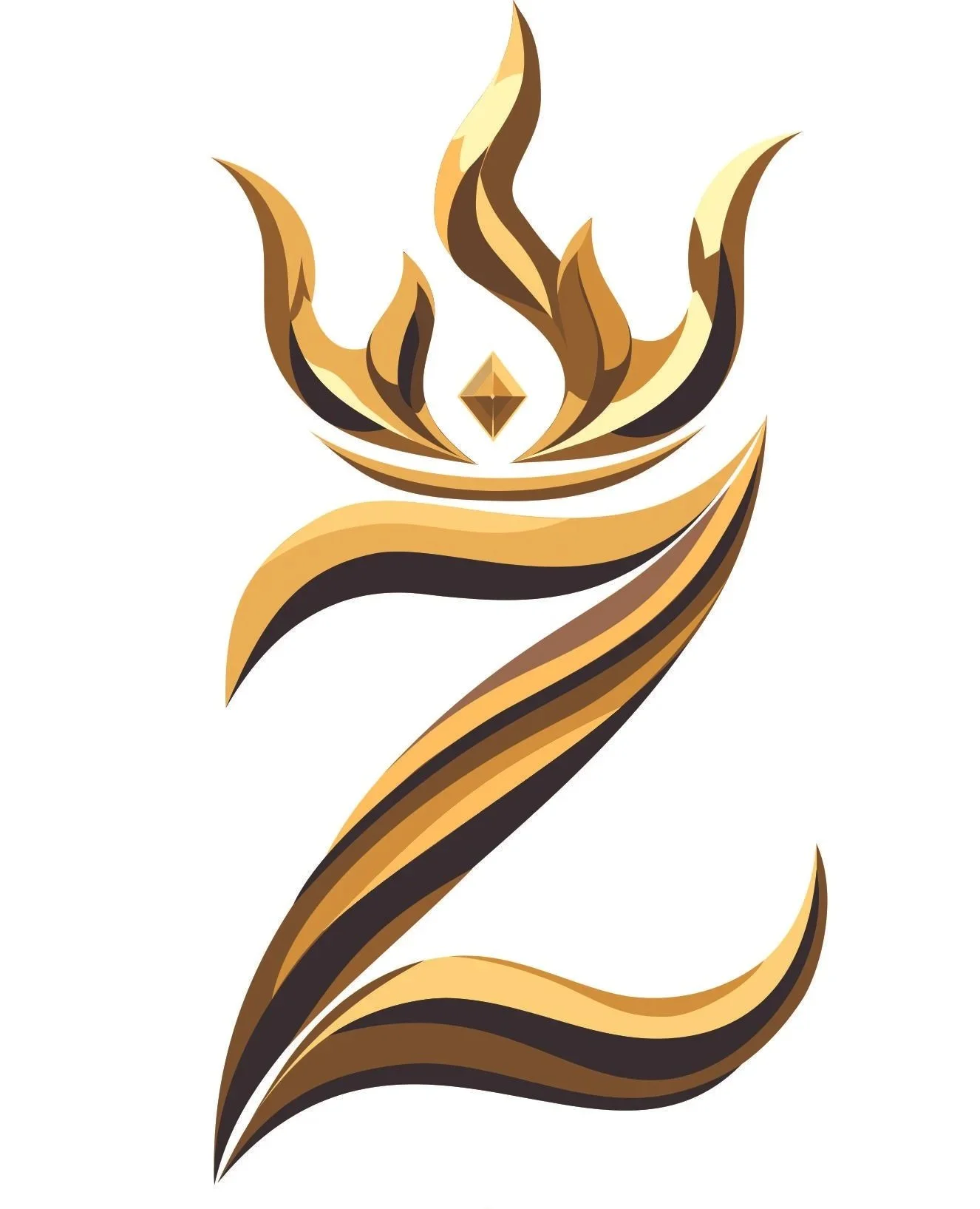 Stylized hand holding a flame with a small diamond-shaped object in the center, in shades of brown, beige, and black.