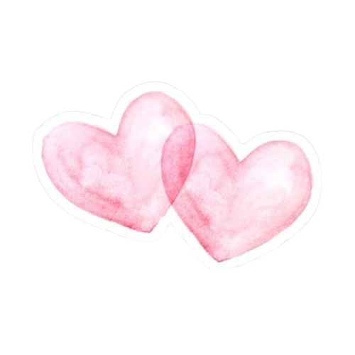 Two overlapping pink watercolor hearts on a white background.
