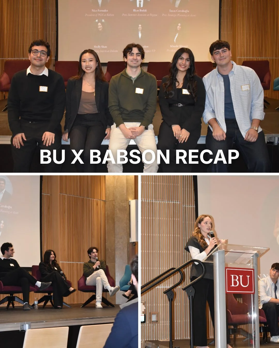Our BU X Babson speaker panel was a huge success! Thank you to our panelists, Khushi, Nico, Shelly, Lucas, and Ilkan for bringing new perspectives and insight to our chapters. Thank you Mary for hosting this event and a big thank you to Erin, PGN alu