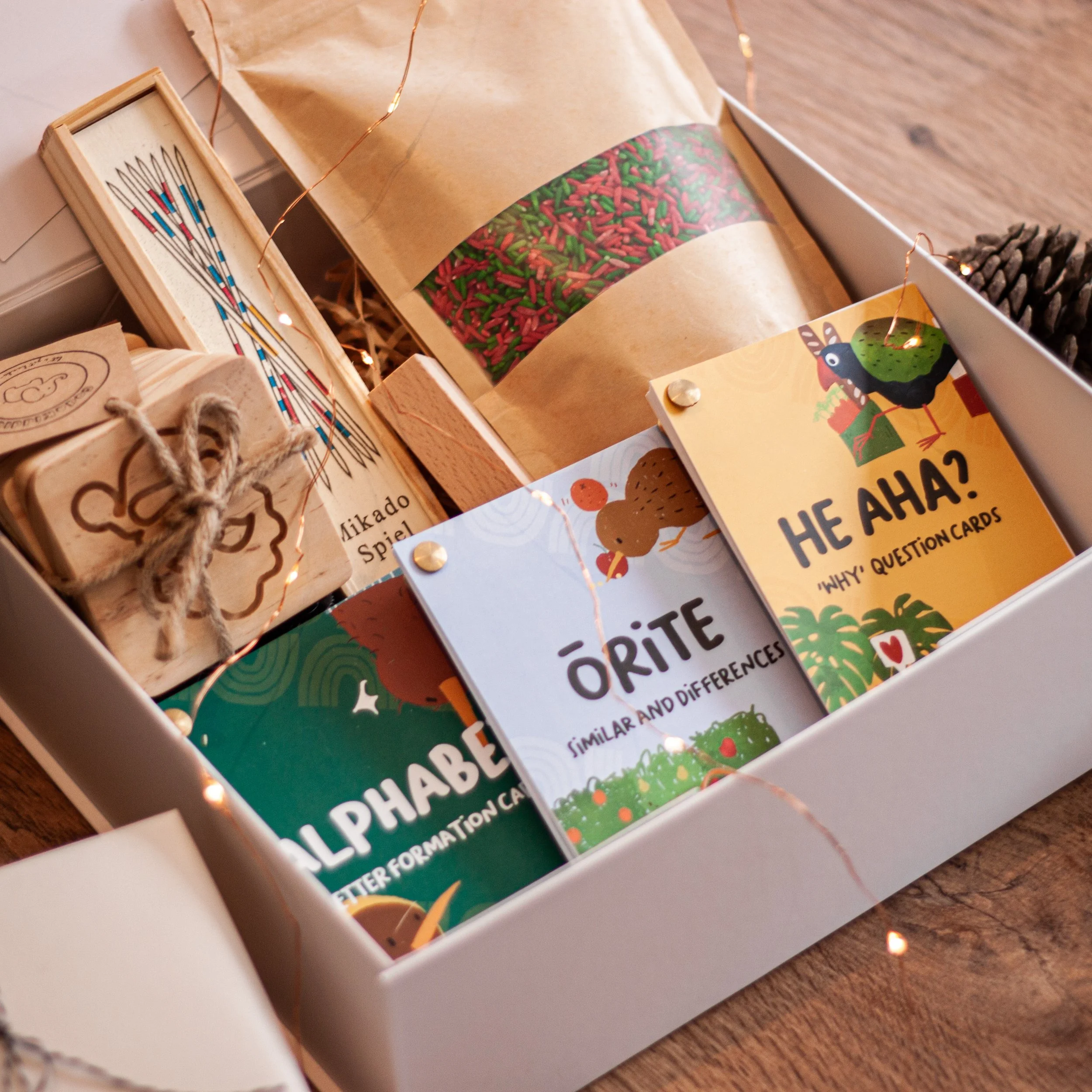 Educational game box for children with disability. Custom artwork with native New Zealand birds to bring some Aotearoa fun. 