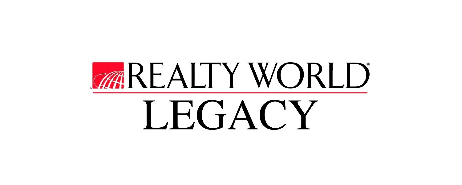 Logo of Realty World Legacy with a globe and red square