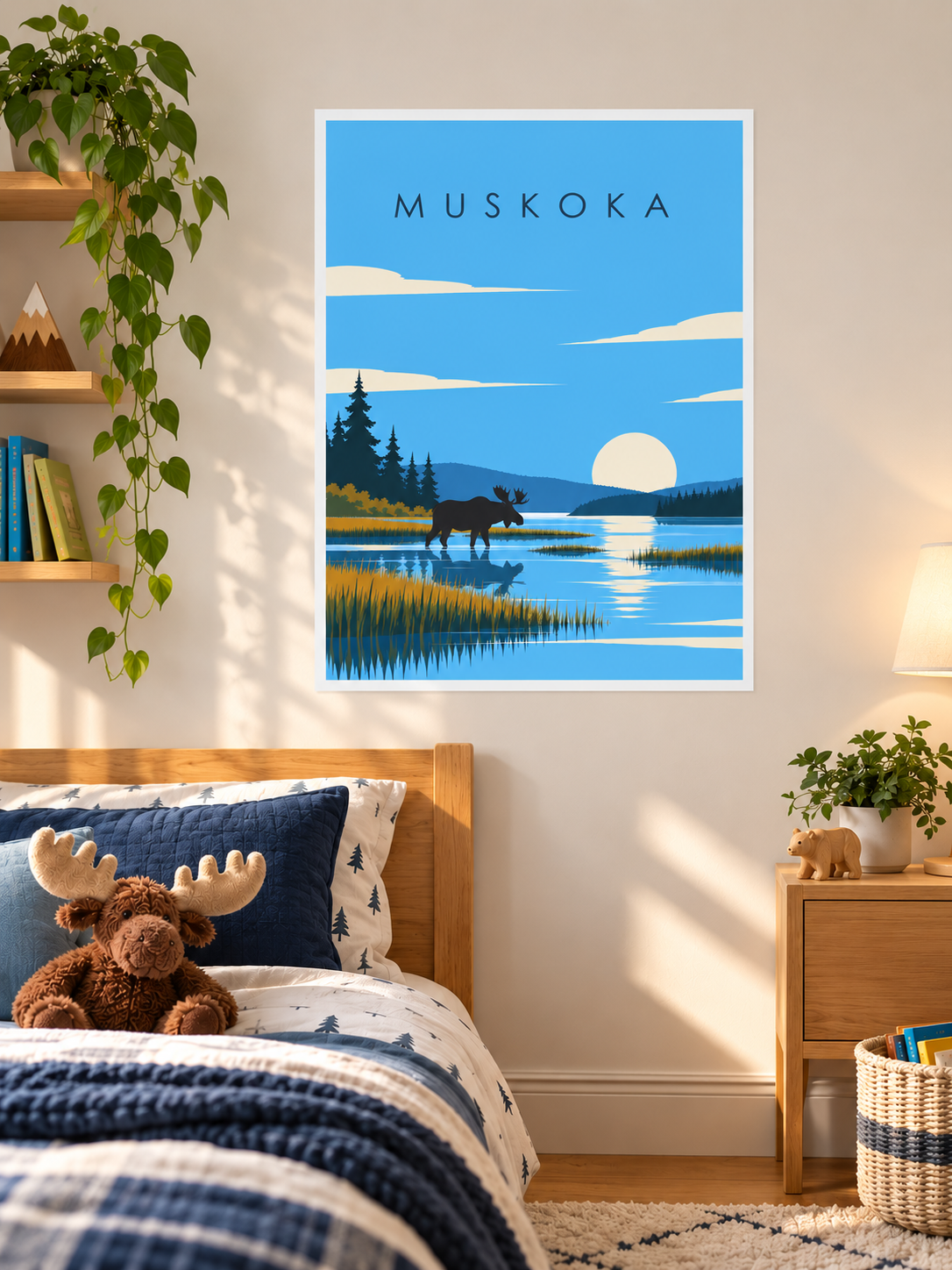 Muskoka Moose Poster 18x24 | Canadian Wildlife Wall Art for Nurseries & Child Rooms| David Vanclieaf Studio