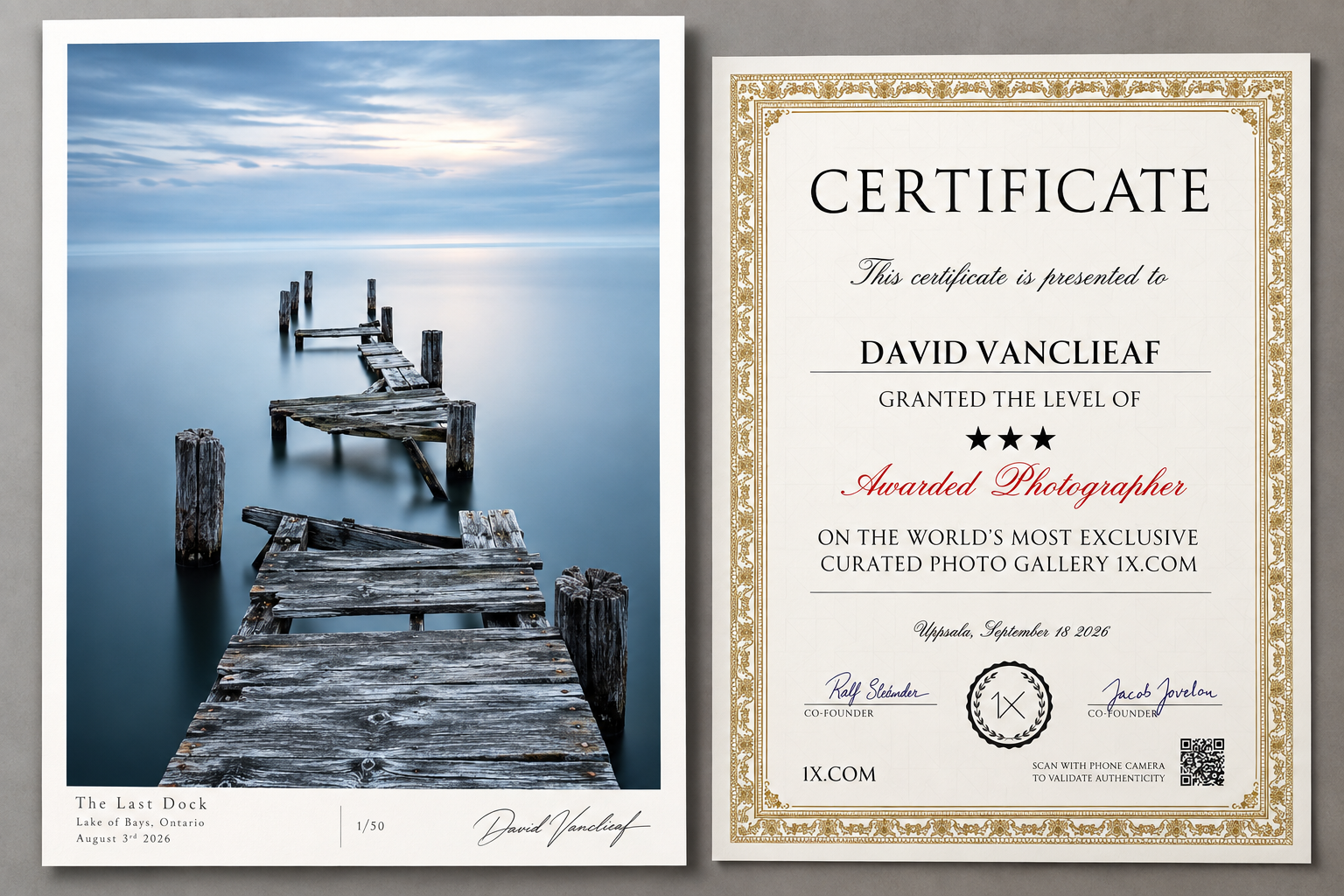 Minimalist fine art photograph of a dock extending into calm water by Canadian photographer David Vanclieaf
