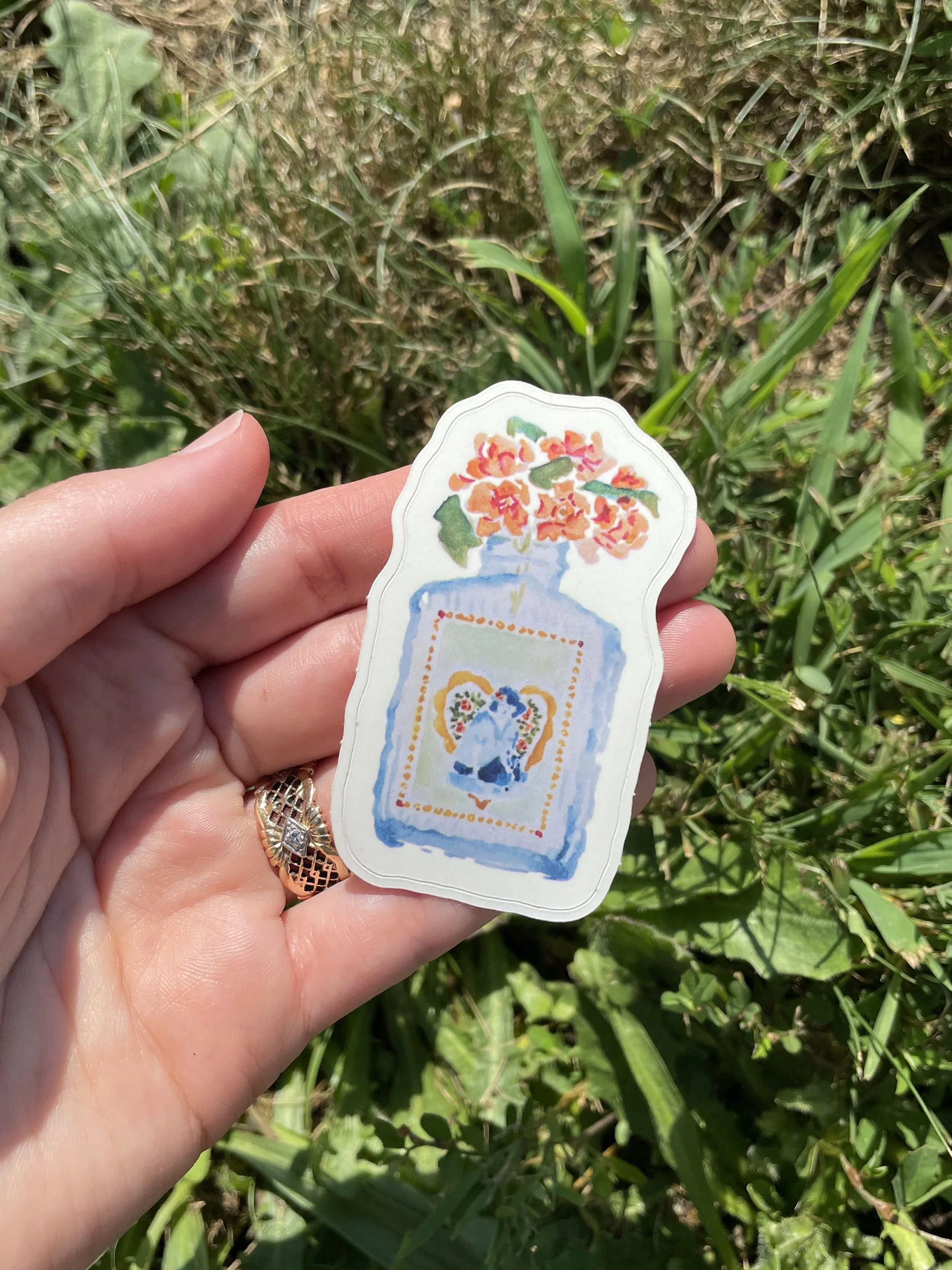 rose bottle sticker