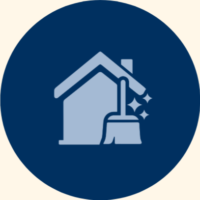Icon of a house with a paint roller, representing home painting or maintenance services.