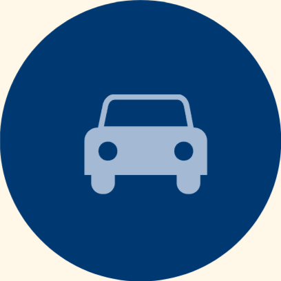 Parking or car zone sign with a car icon inside a blue circle
