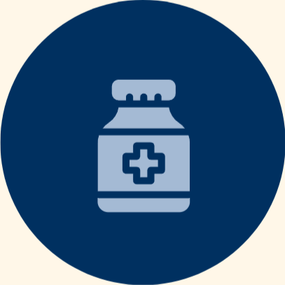 Medical or health-related pill bottle icon with a cross symbol on it.