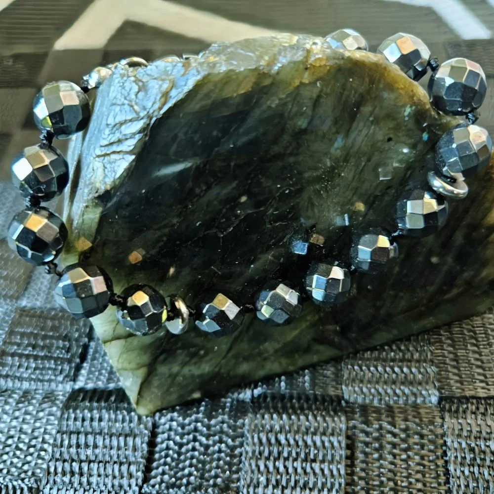 Faceted Hematite | 10 mm with Stainless Steel Accents – Stone of Grounding & Protection