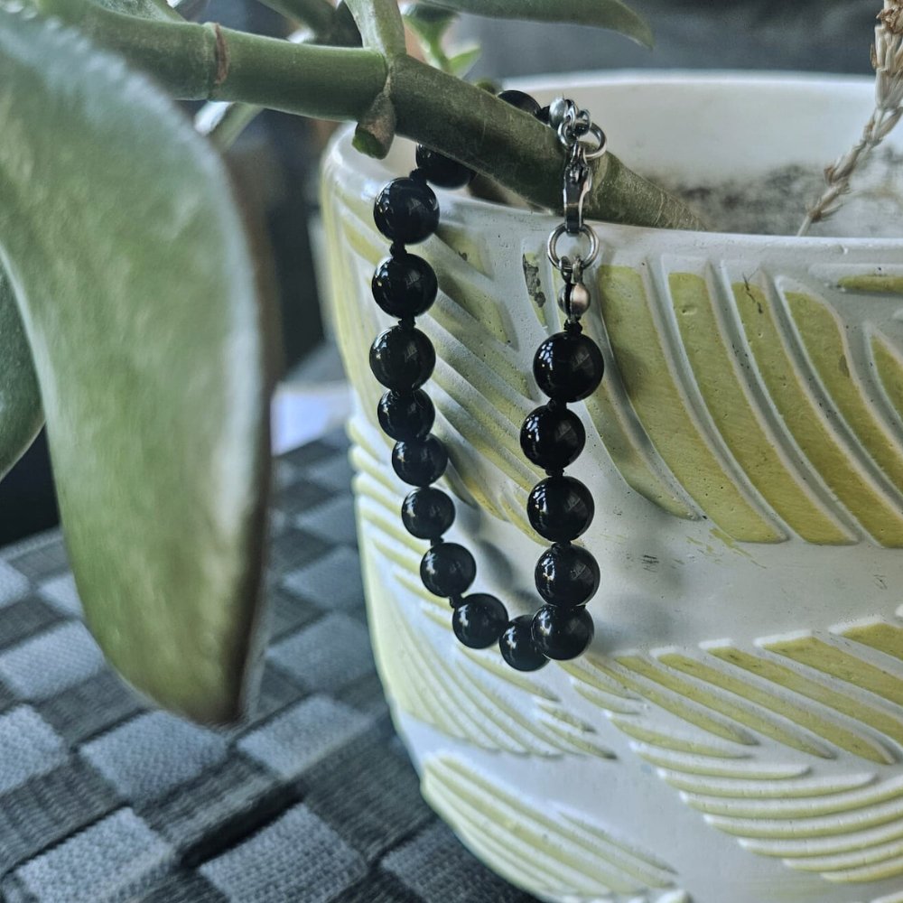 Black Obsidian Bracelet | 8 mm – Stone of Protection & Truth