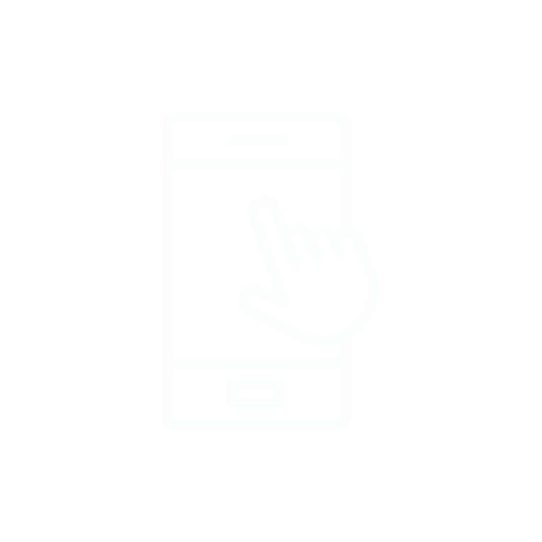 Icon of a smartphone with a hand finger touching the screen.