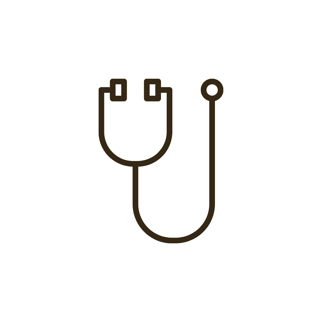 Outline drawing of a stethoscope.