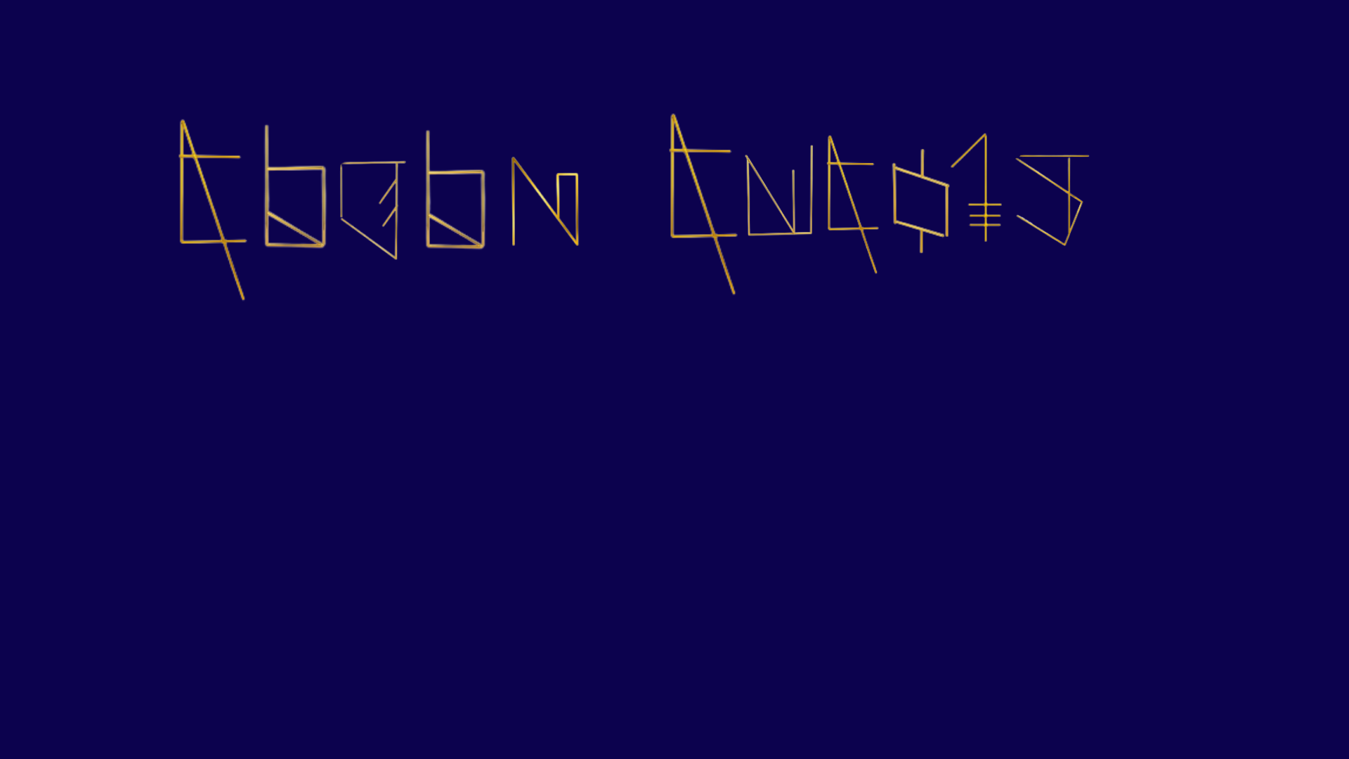 Digital stylized text with geometric shapes on a dark blue background.