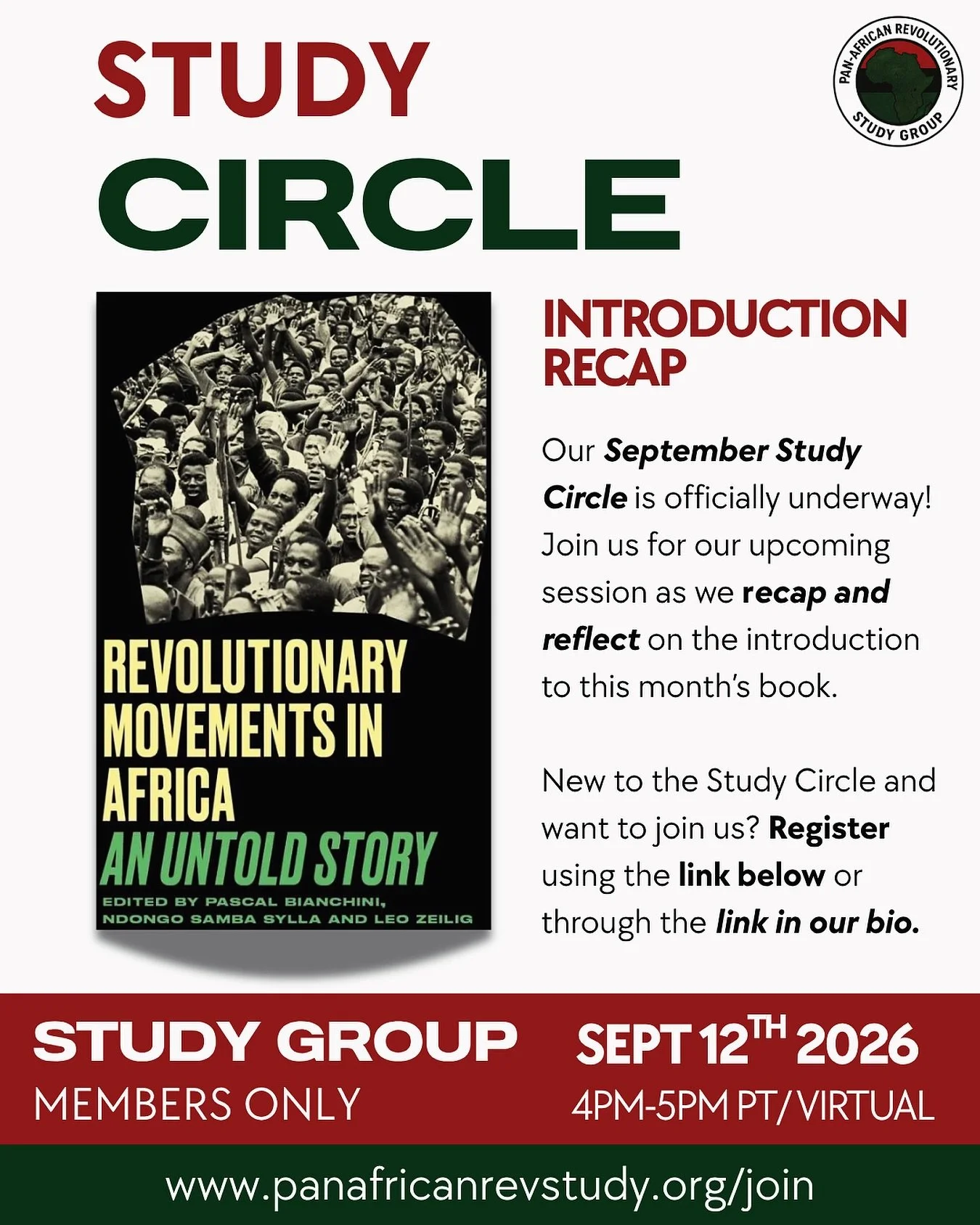 📚 Our September Study Circle is underway.

This Saturday, we&rsquo;re coming together to recap, reflect, and discuss the introduction to Revolutionary Movements in Africa: An Untold Story before moving into our next assigned reading.

🗓 Saturday, S