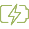 Battery icon with a lightning bolt symbol inside, indicating charging or power.