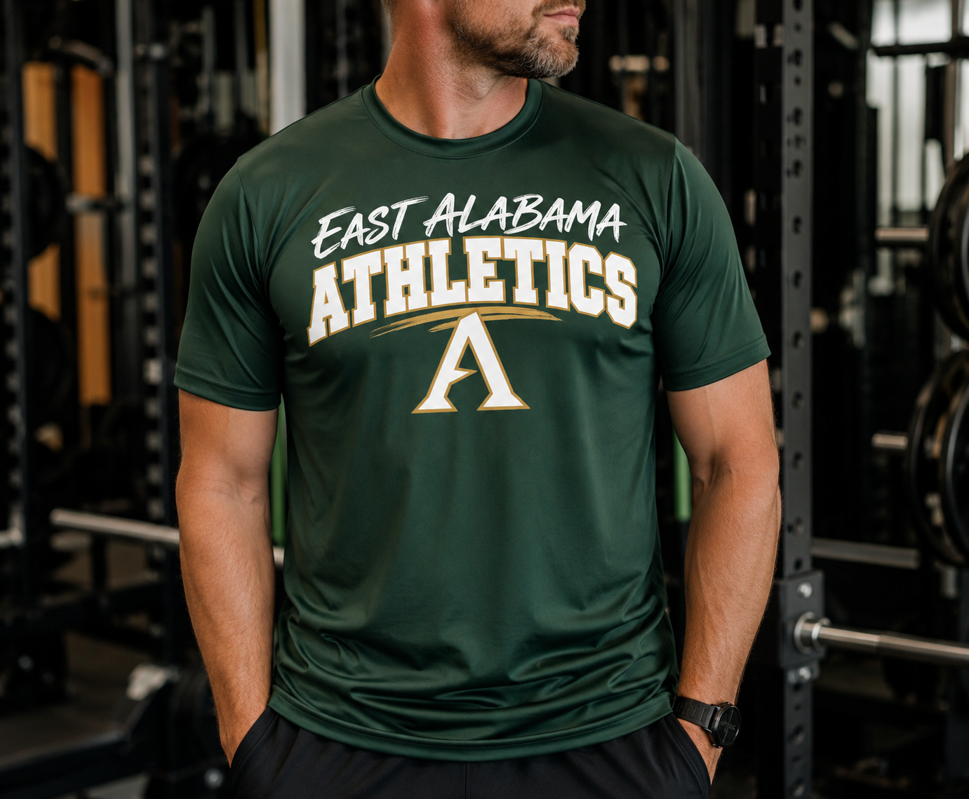 EAST ALABAMA ATHLETICS Mens Dry fit Green