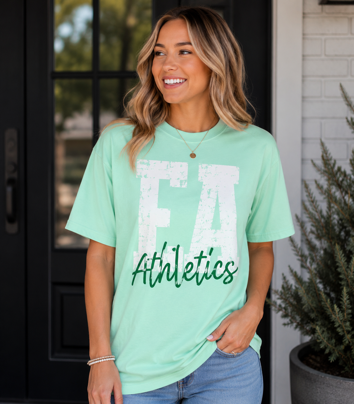 EA Distressed Mint Green Tee