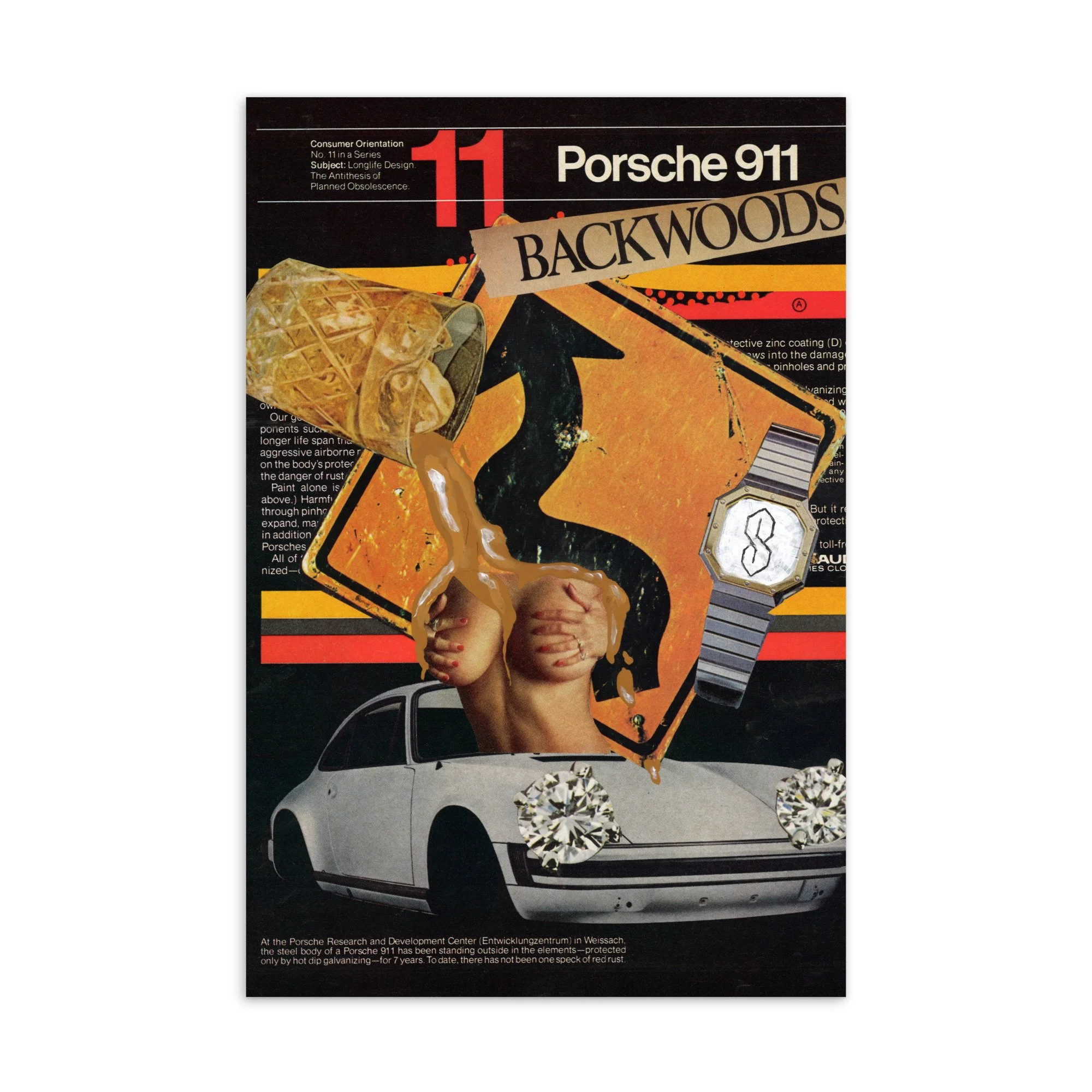 Whisky Tits Porsche Postcard