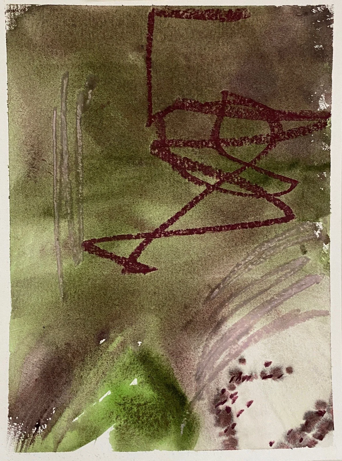 Envious, mixed media on paper, 10" x 7", 2024