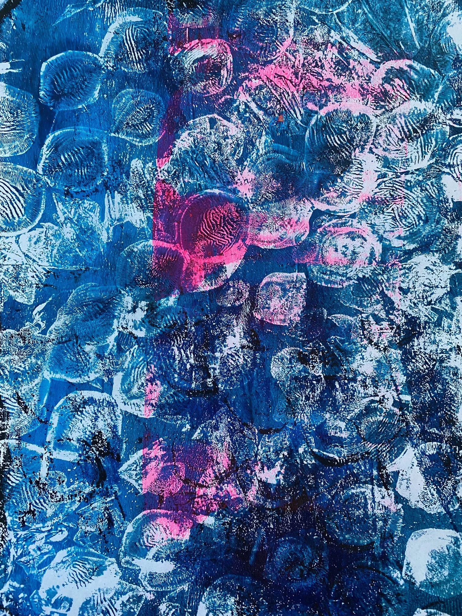 Opihi, acrylic monotype on paper, SOLD