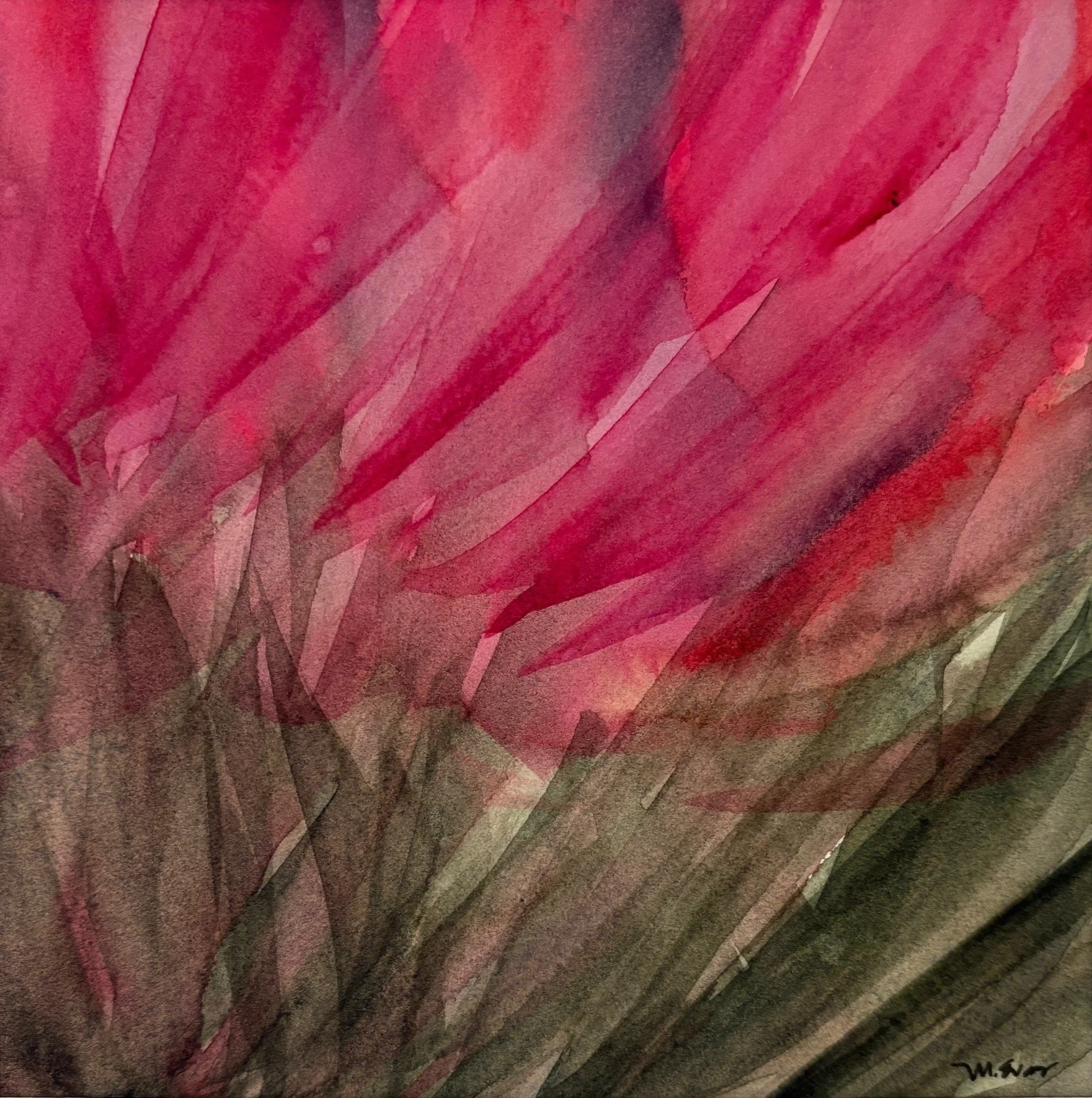Bloom III, watercolor, 10" x 10", SOLD