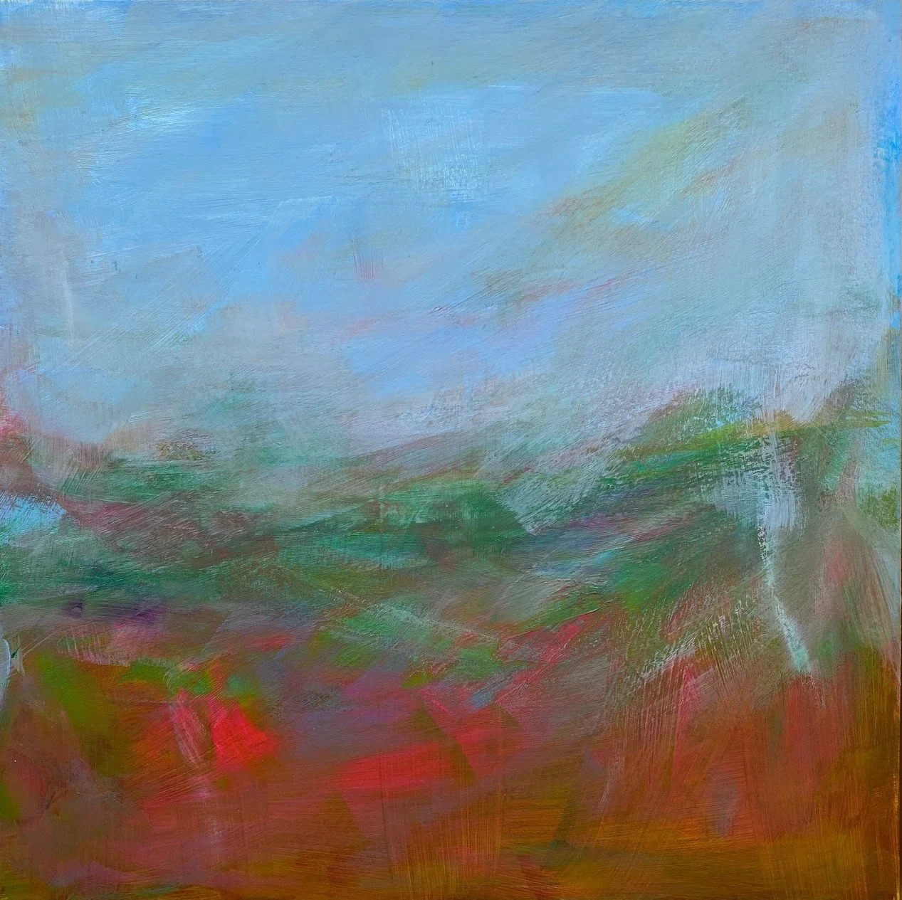 Meadow, acrylic on wood, 10" x 10", 2025