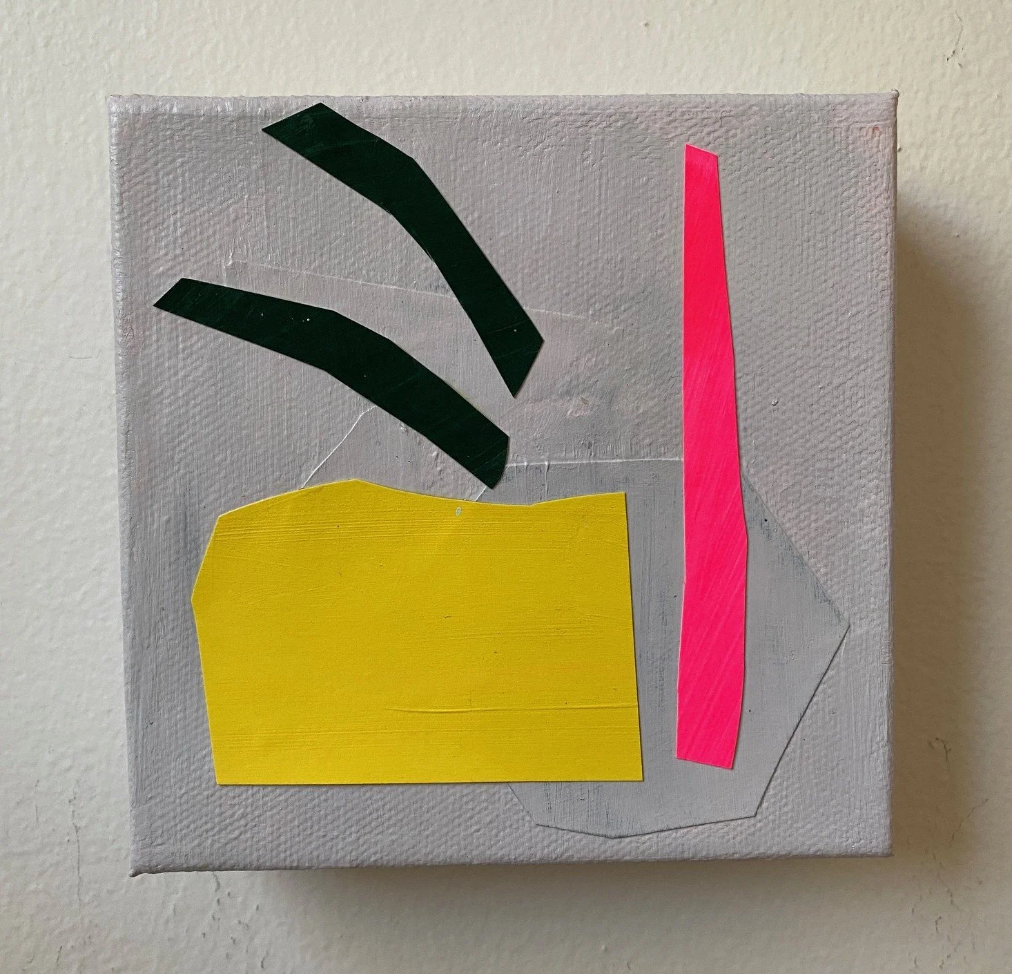 Still Life, mixed media collage on canvas, 5" x 5", 2024