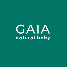 GAIA natural baby logo, in white text on a green background.