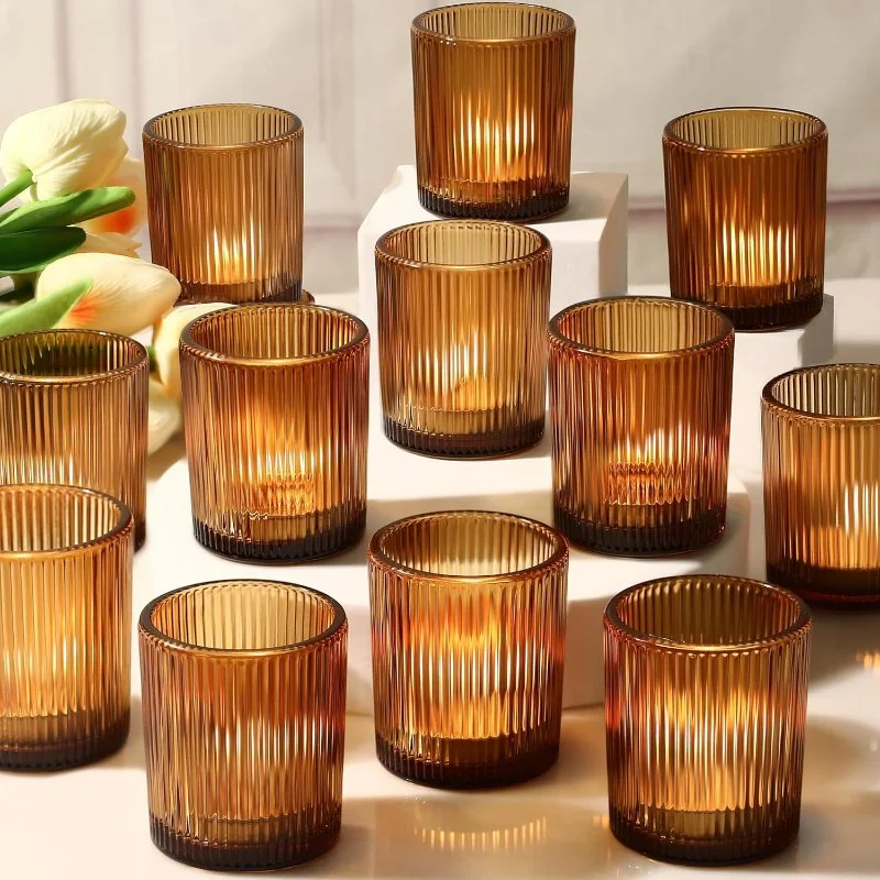 Amber Votive Candle Holders