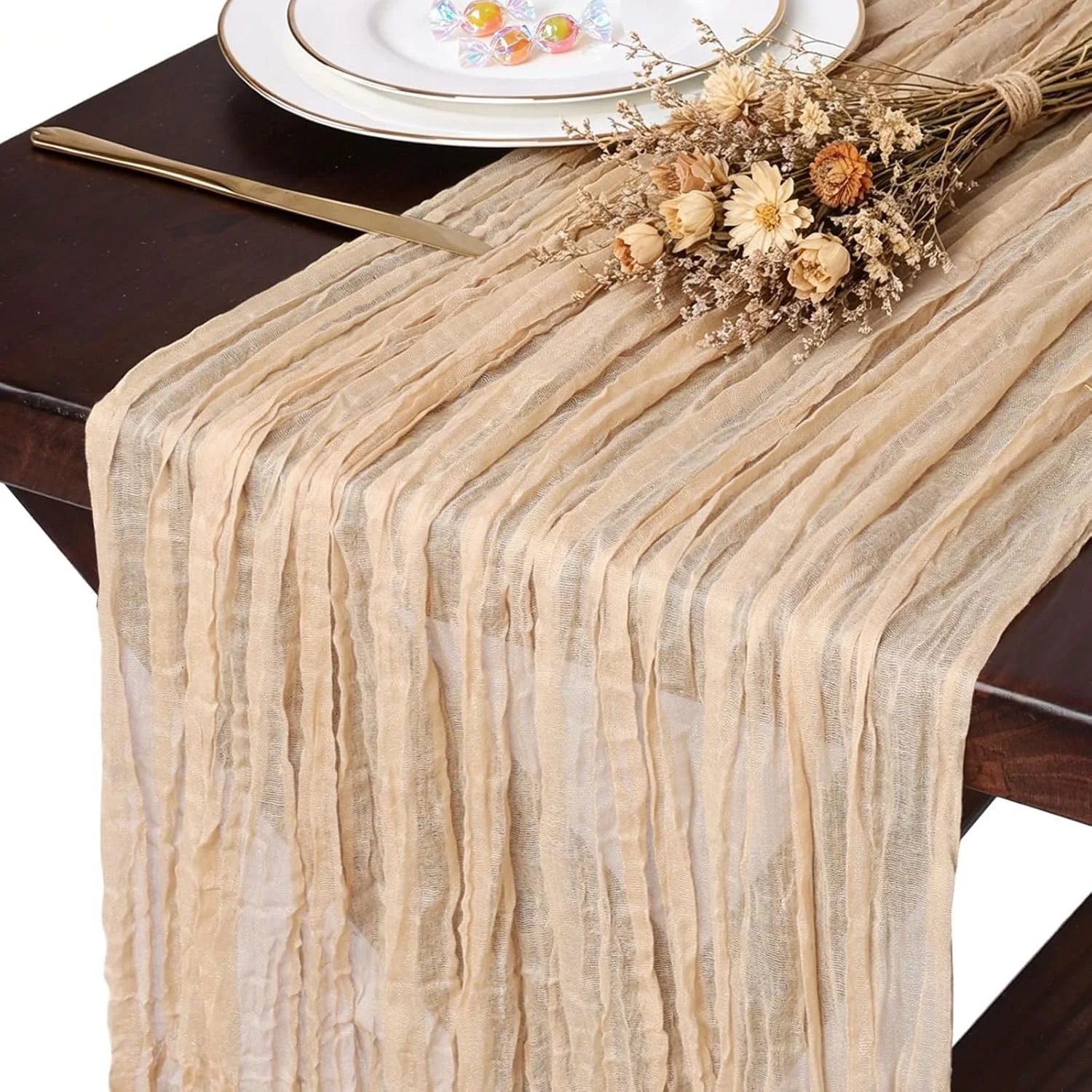 Beige Cheesecloth Runner