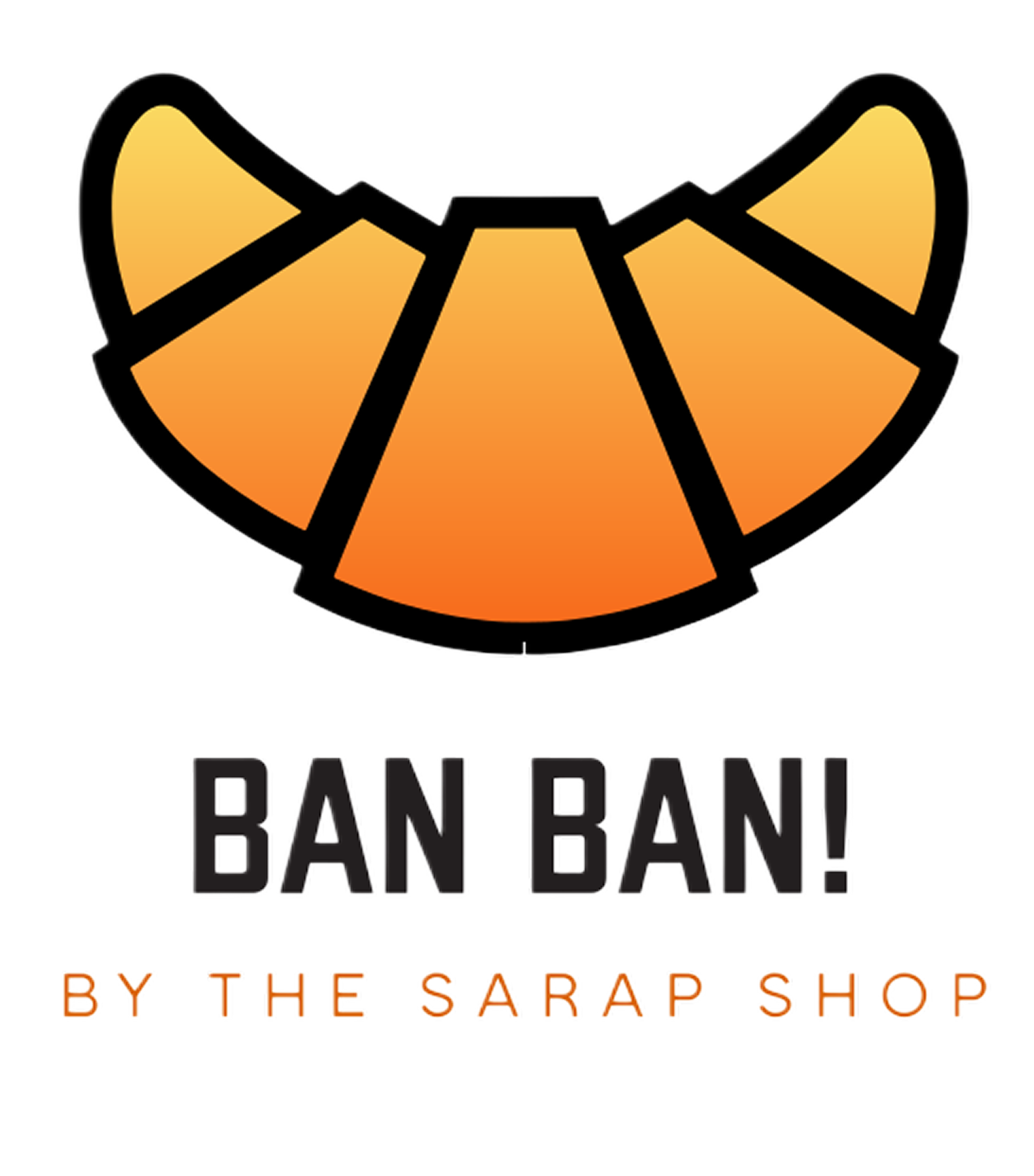 A logo with a stylized orange and yellow basketball graphic at the top and text below that says 'By The Sarap Shop' in orange