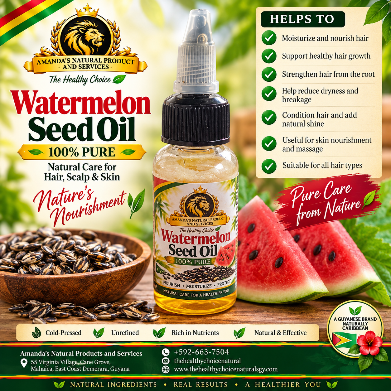 100% Pure Cold-Pressed Watermelon Seed Oil  Pure, Unrefined