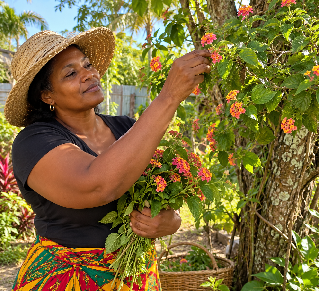       
  
    In Guyana,  Lantana camara  is a familiar plant. It can be found growing along roadsides, around yards, near fences, in open land and in bushy areas. Its clusters of small yellow, orange, pink, red or mixed-coloured flowers make it easy