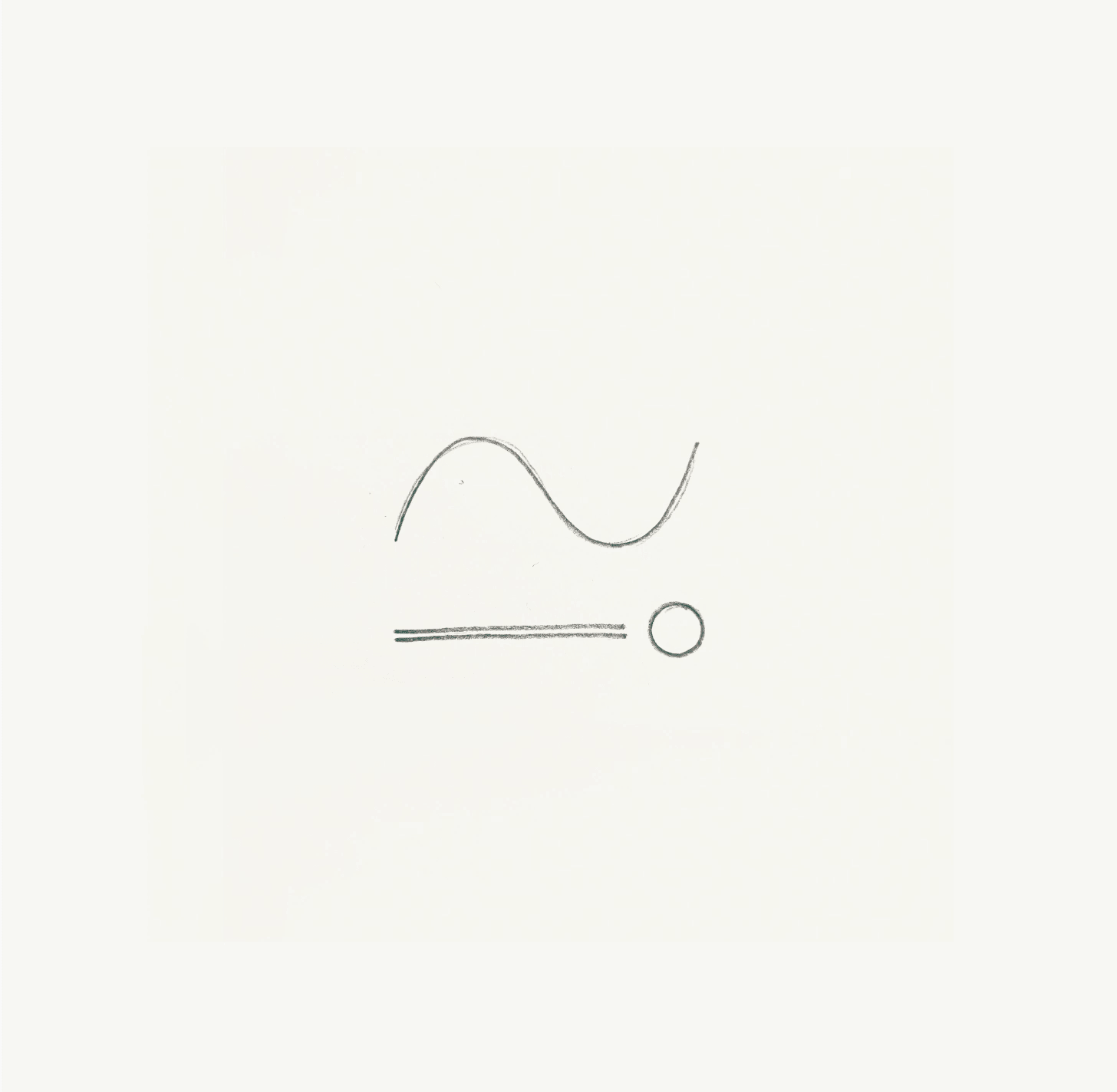 Simple hand-drawn sketch with a curved line, three parallel horizontal lines, and a small filled circle.