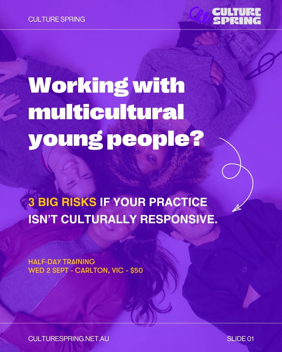 Working with young people from migrant and refugee backgrounds?

Make your practice culturally responsive, not just well‑intentioned.

🗓 Wednesday 2 September 2026
🕤 9:30 AM &ndash; 1:00 PM 
📍 The 60L Green Building, Leicester St, Carlton, VIC 305