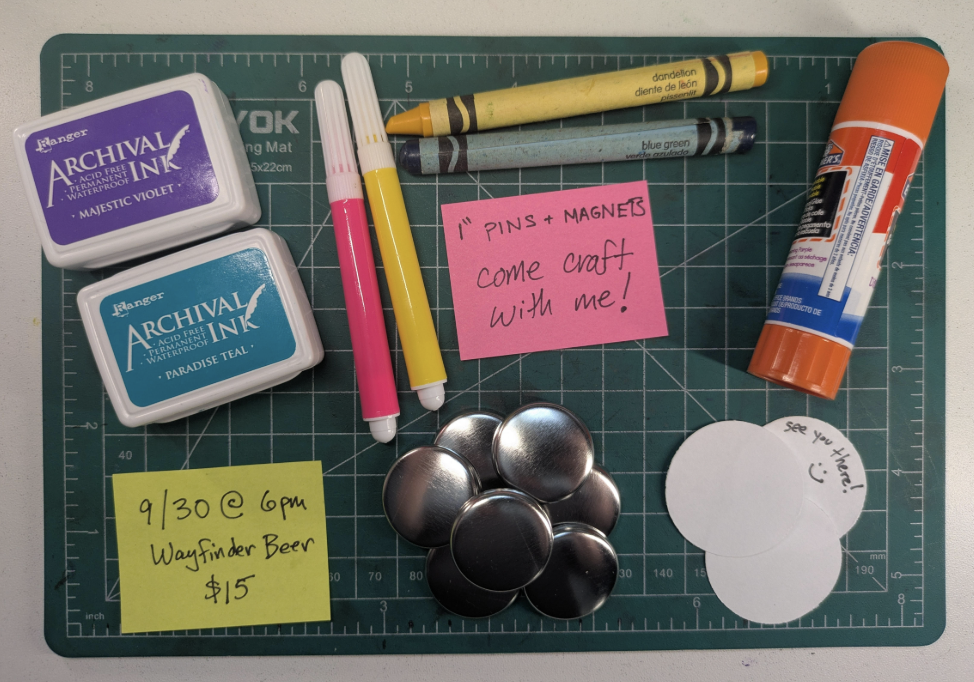 Pins & Magnets Workshop at Wayfinder - 9/30 @ 6pm