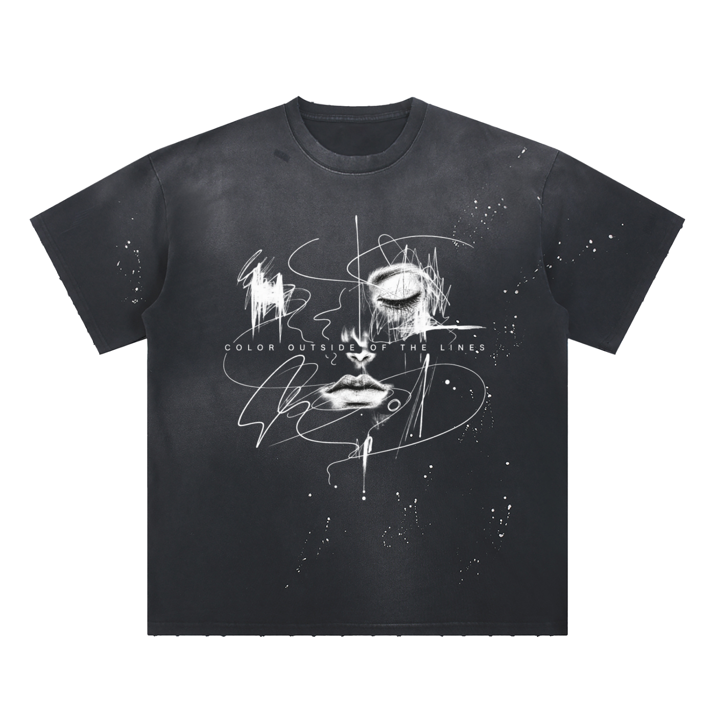 Color outside the lines Hand-Frayed Sunfade Paint Splatter T-Shirt