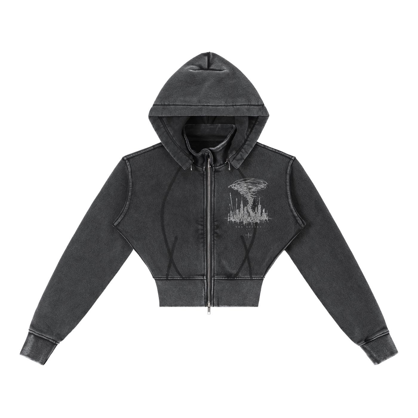 City Tornado Vintage Washed Cropped Fleece Hoodie