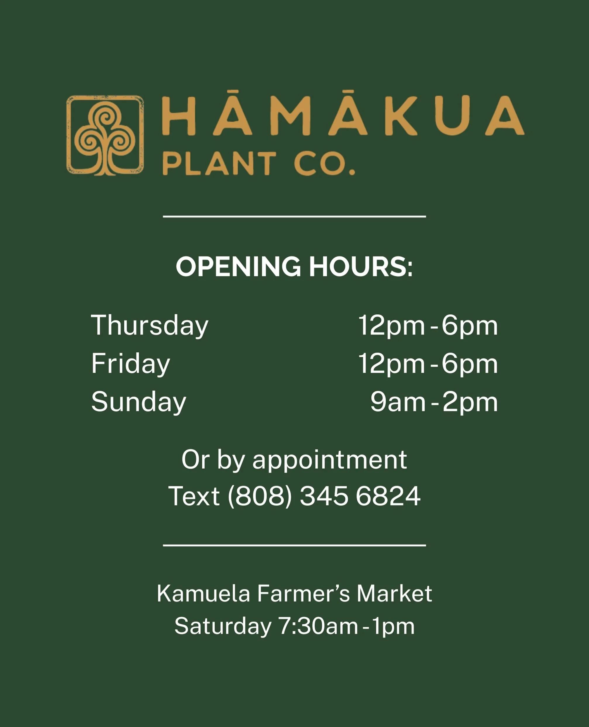 A little update on our nursery hours 🌱

Now that we&rsquo;ve been running the business for a couple months, we&rsquo;ve decided to try out some new hours &mdash; including later afternoons on Thursdays &amp; Fridays so you can shop for plants after 